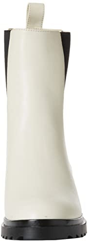 Amazon Essentials Women's Chunky Sole Chelsea Boot, Ecru Faux Leather, 7