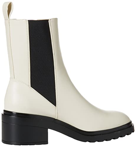 Amazon Essentials Women's Chunky Sole Chelsea Boot, Ecru Faux Leather, 7