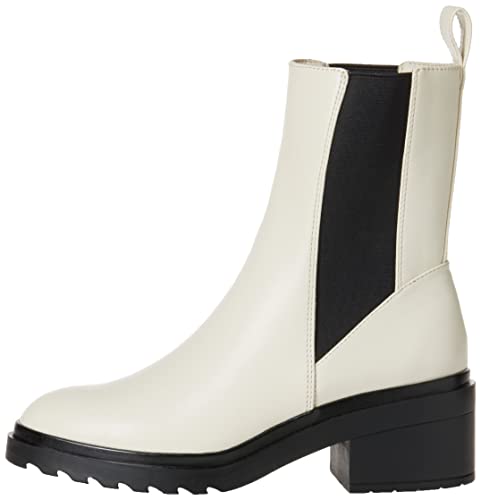 Amazon Essentials Women's Chunky Sole Chelsea Boot, Ecru Faux Leather, 7