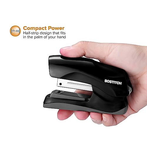 Bostitch Office Heavy Duty Stapler, 40 Sheet Capacity, No Jam, Half Strip, Fits into the Palm of Your Hand, For Classroom, Office or Desk, Black