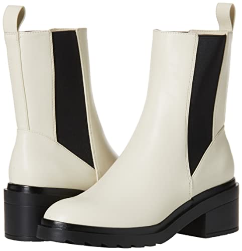 Amazon Essentials Women's Chunky Sole Chelsea Boot, Ecru Faux Leather, 7