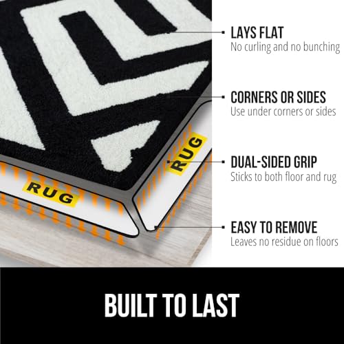 Gorilla Grip 8 Pack Rug Gripper Pads, Keep Area Rugs Corners from Curling and Bunching, Reusable Dual-Sided Flexible Sticky Pad, Grips Floor Underlayment, Hold Carpet in Place on Hardwood Floors
