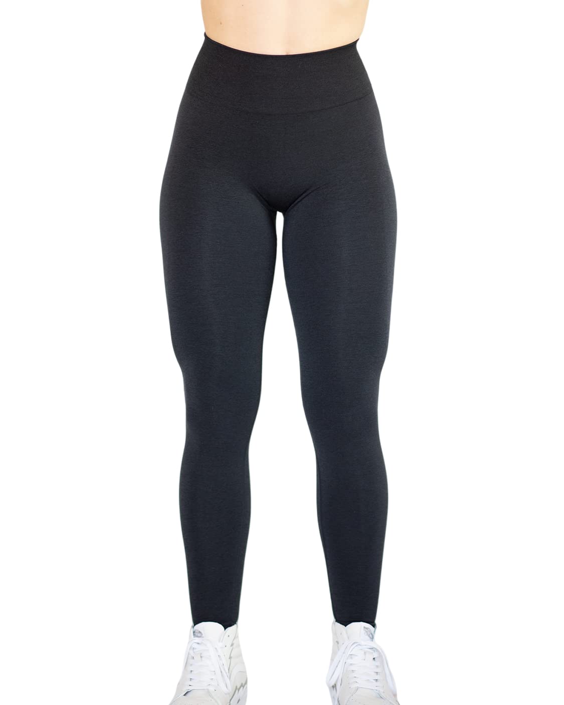 AUROLA Workout Leggings for Women Seamless Scrunch Tights Tummy Control Gym Fitness Girl Sport Active Yoga Pants (L, Black)