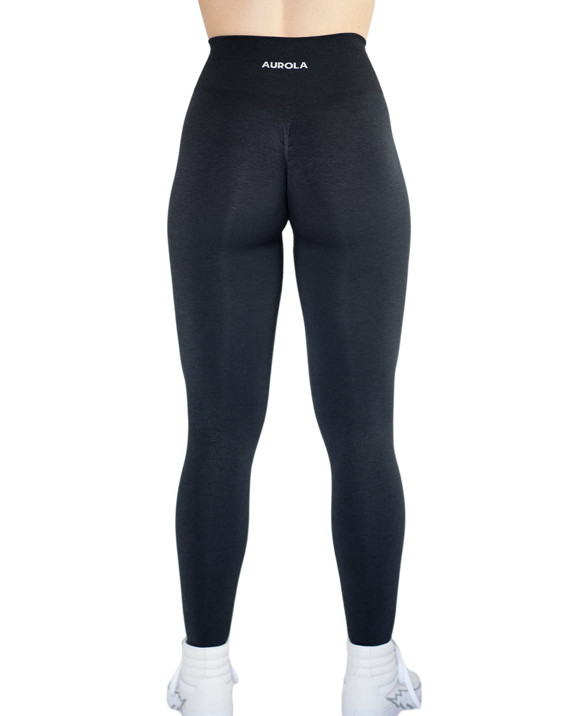 AUROLA Workout Leggings for Women Seamless Scrunch Tights Tummy Control Gym Fitness Girl Sport Active Yoga Pants (L, Black)