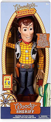 Disney Store Official Woody Interactive Talking Action Figure - Toy Story Toys - Pull String Woody Toy Story Doll with Phrases & Interactive Feature, Soft Body Construction, Detachable Cowboy Hat