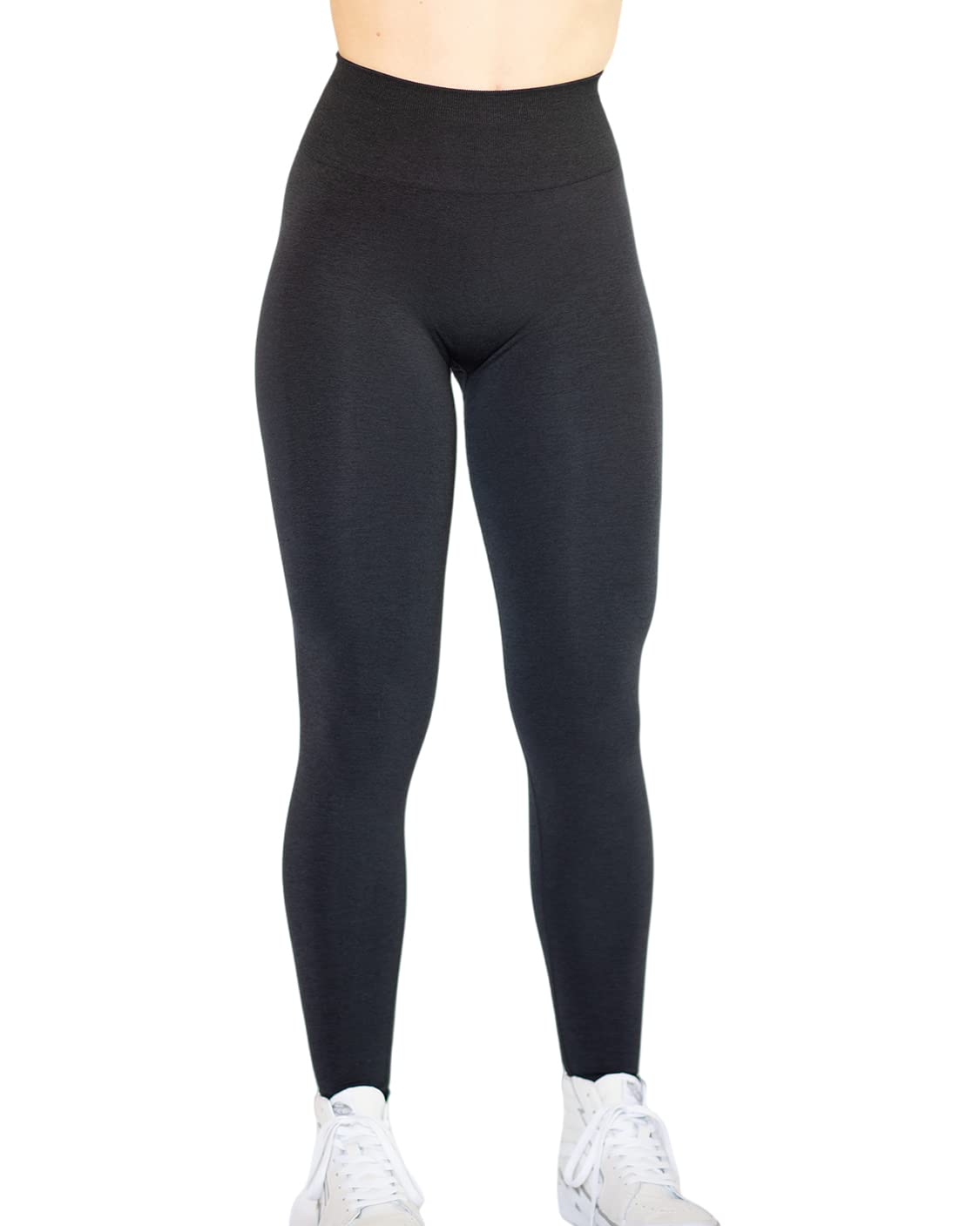 AUROLA Workout Leggings for Women Seamless Scrunch Tights Tummy Control Gym Fitness Girl Sport Active Yoga Pants (L, Black)