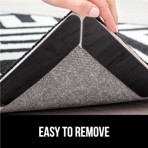 Gorilla Grip 8 Pack Rug Gripper Pads, Keep Area Rugs Corners from Curling and Bunching, Reusable Dual-Sided Flexible Sticky Pad, Grips Floor Underlayment, Hold Carpet in Place on Hardwood Floors