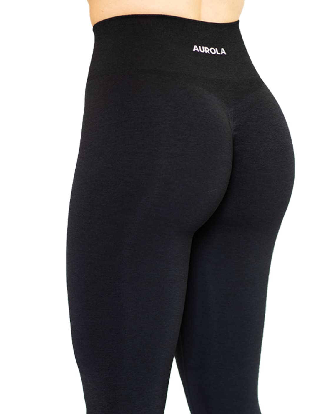 AUROLA Workout Leggings for Women Seamless Scrunch Tights Tummy Control Gym Fitness Girl Sport Active Yoga Pants (L, Black)