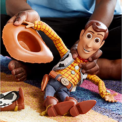 Disney Store Official Woody Interactive Talking Action Figure - Toy Story Toys - Pull String Woody Toy Story Doll with Phrases & Interactive Feature, Soft Body Construction, Detachable Cowboy Hat