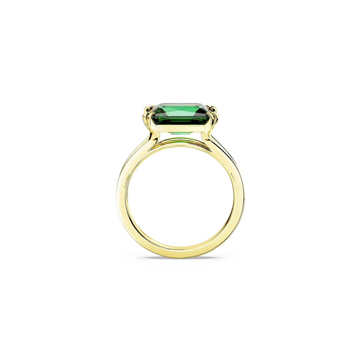 SWAROVSKI Stilla Cocktail Ring, Green Rectangular-Cut Stone in a Gold-Tone Finished Setting, Part of the Stilla Collection, Size 7