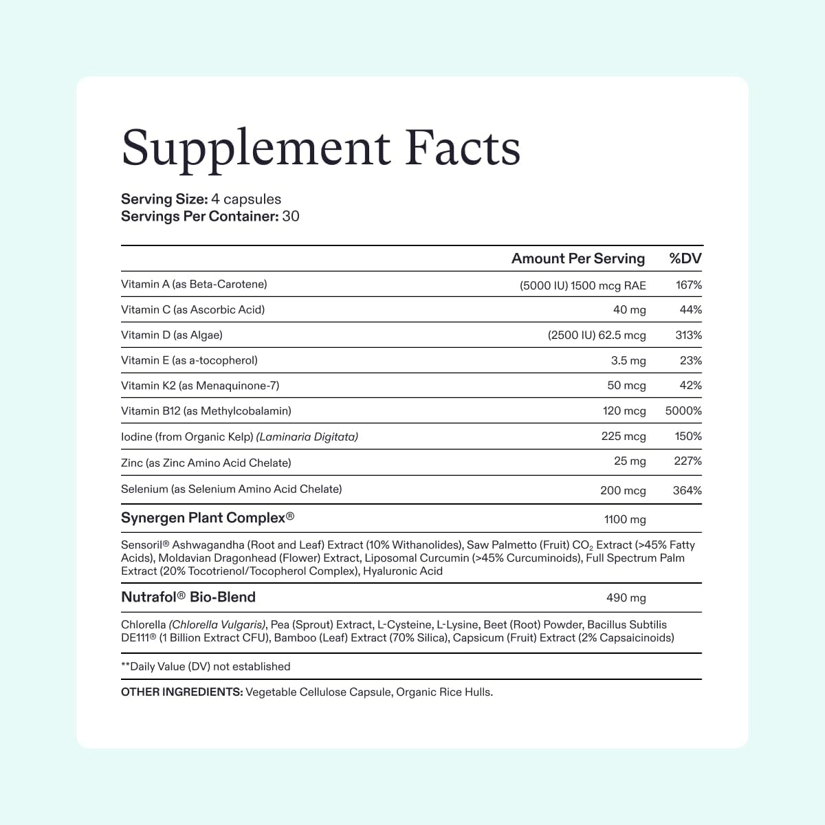 Nutrafol Women's Vegan Hair Growth Supplements, Plant-based, For Women 18-44 Years Old, Clinically Tested for Visibly Thicker, Stronger Hair, Dermatologist Recommended - 1 Month Supply