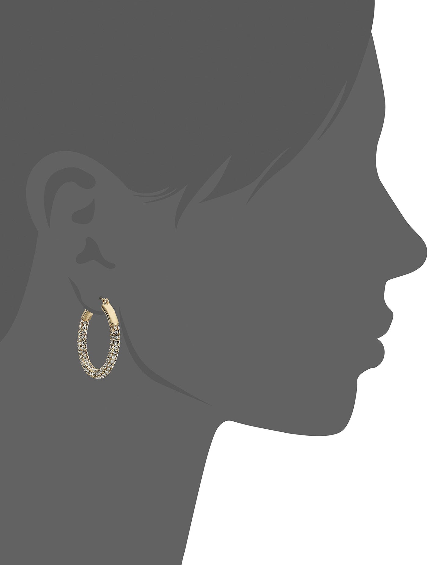 Anne Klein Women's Pierced Earrings Pave Tubular Hoop, Gold
