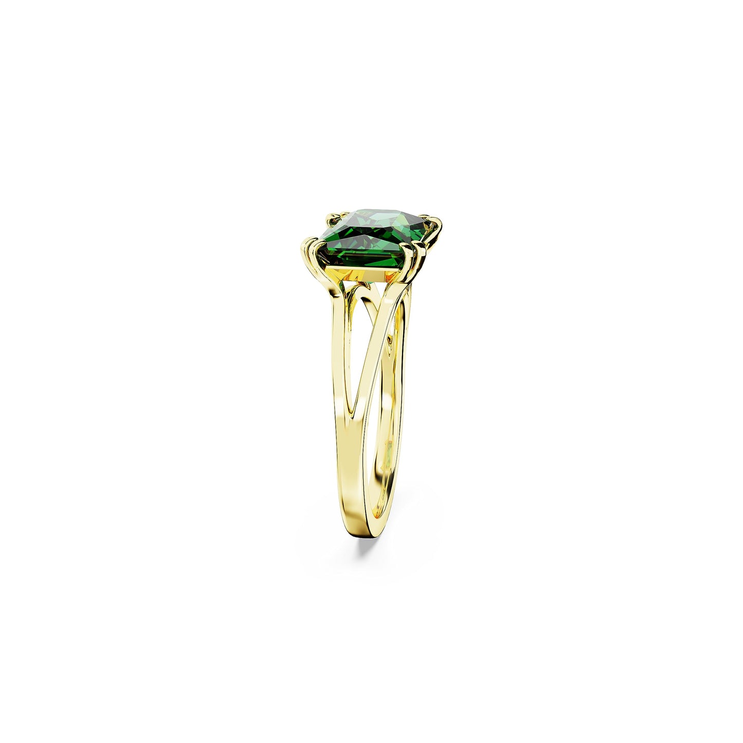 SWAROVSKI Stilla Cocktail Ring, Green Rectangular-Cut Stone in a Gold-Tone Finished Setting, Part of the Stilla Collection, Size 7