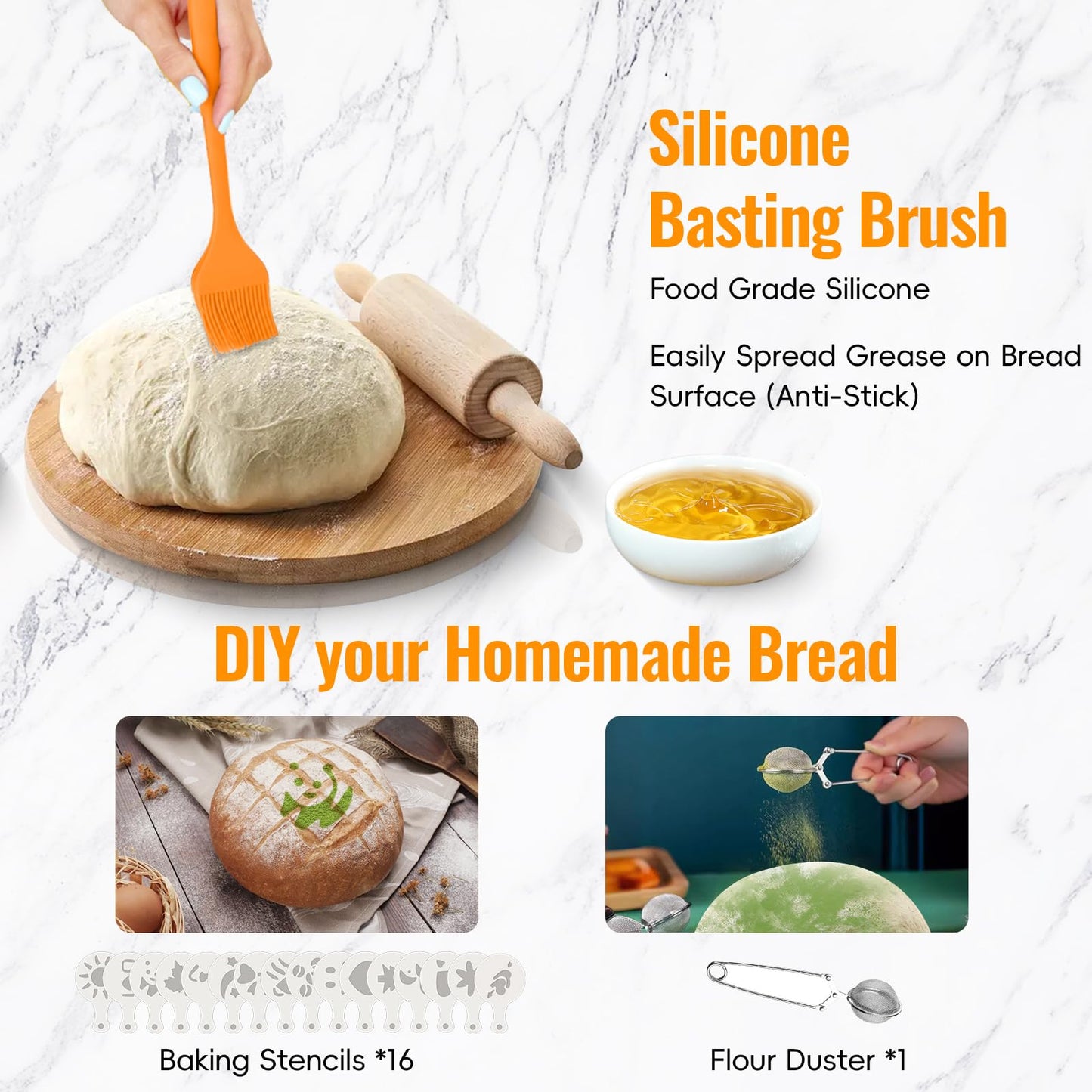 Bread Proofing Basket for Sourdough Baking: Banneton Round 9 inch Oval 10 inch Bread Making Supplies Set for Beginners Gift