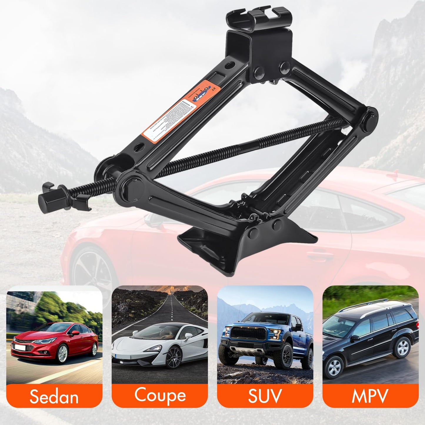 Car Jack Kit Scissor Jack for Car 2 Ton (4409 lbs) Tire Jack Tool Kit Universal Car Emergency Kit with Lug Wrench Tire Changing Kit for Car SUV MPV