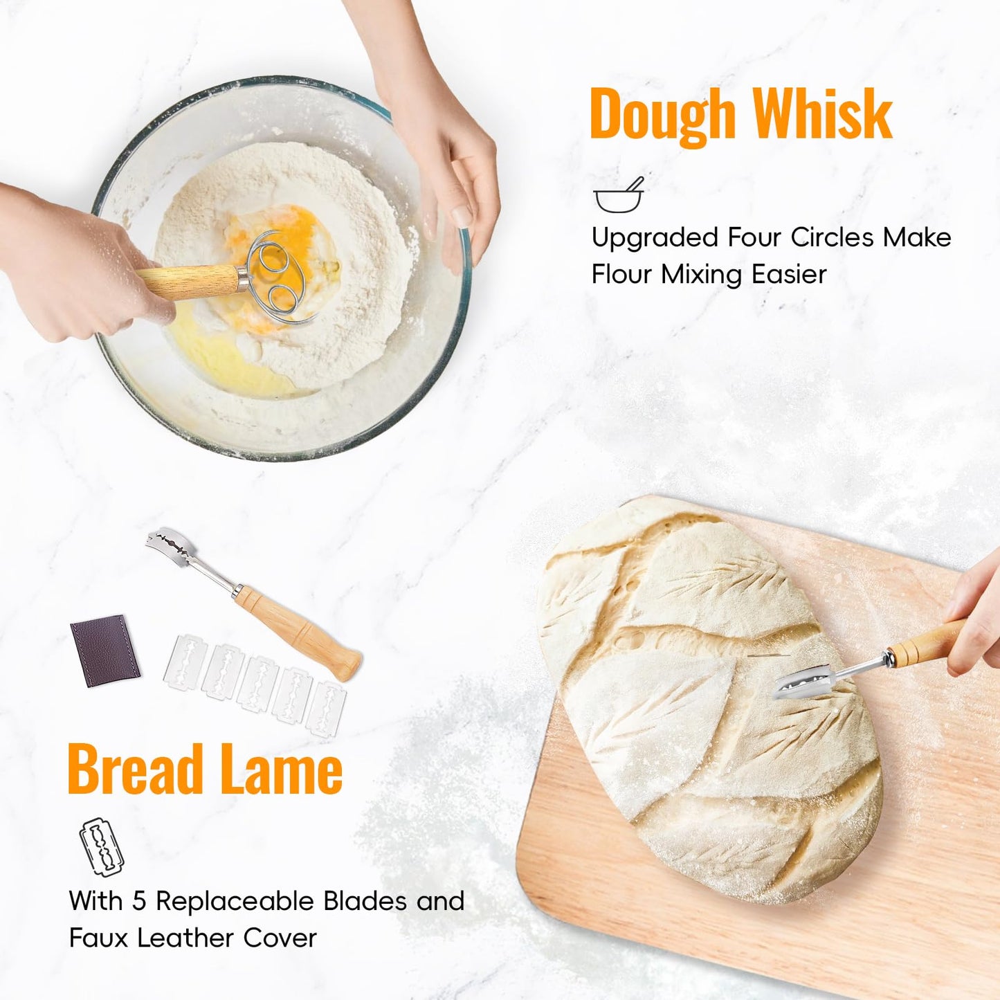Bread Proofing Basket for Sourdough Baking: Banneton Round 9 inch Oval 10 inch Bread Making Supplies Set for Beginners Gift