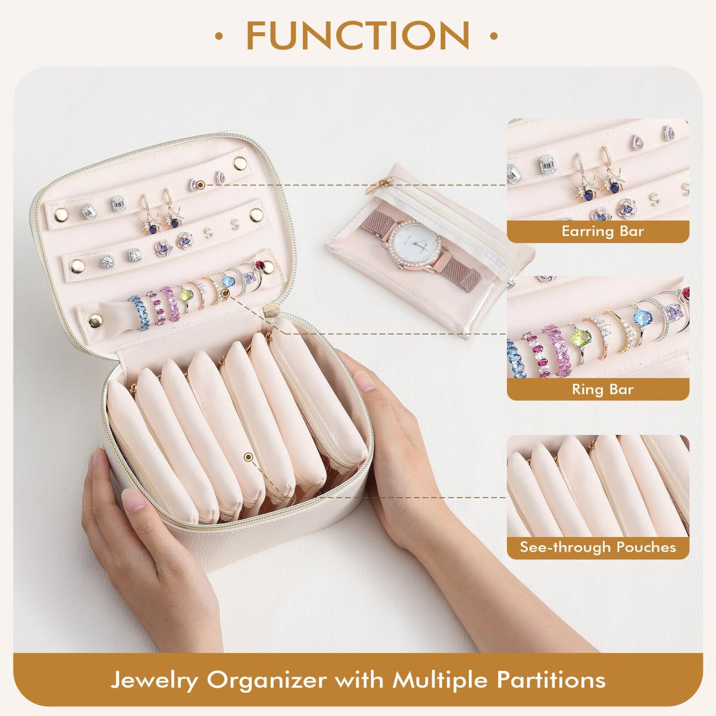 Parima Travel Jewelry Box, Initial Jewelry Box for Women | Travel Jewelry Case and Makeup Bag | Personalized Travel Gifts for Women Girls | Birthday Gifts for Women Girls