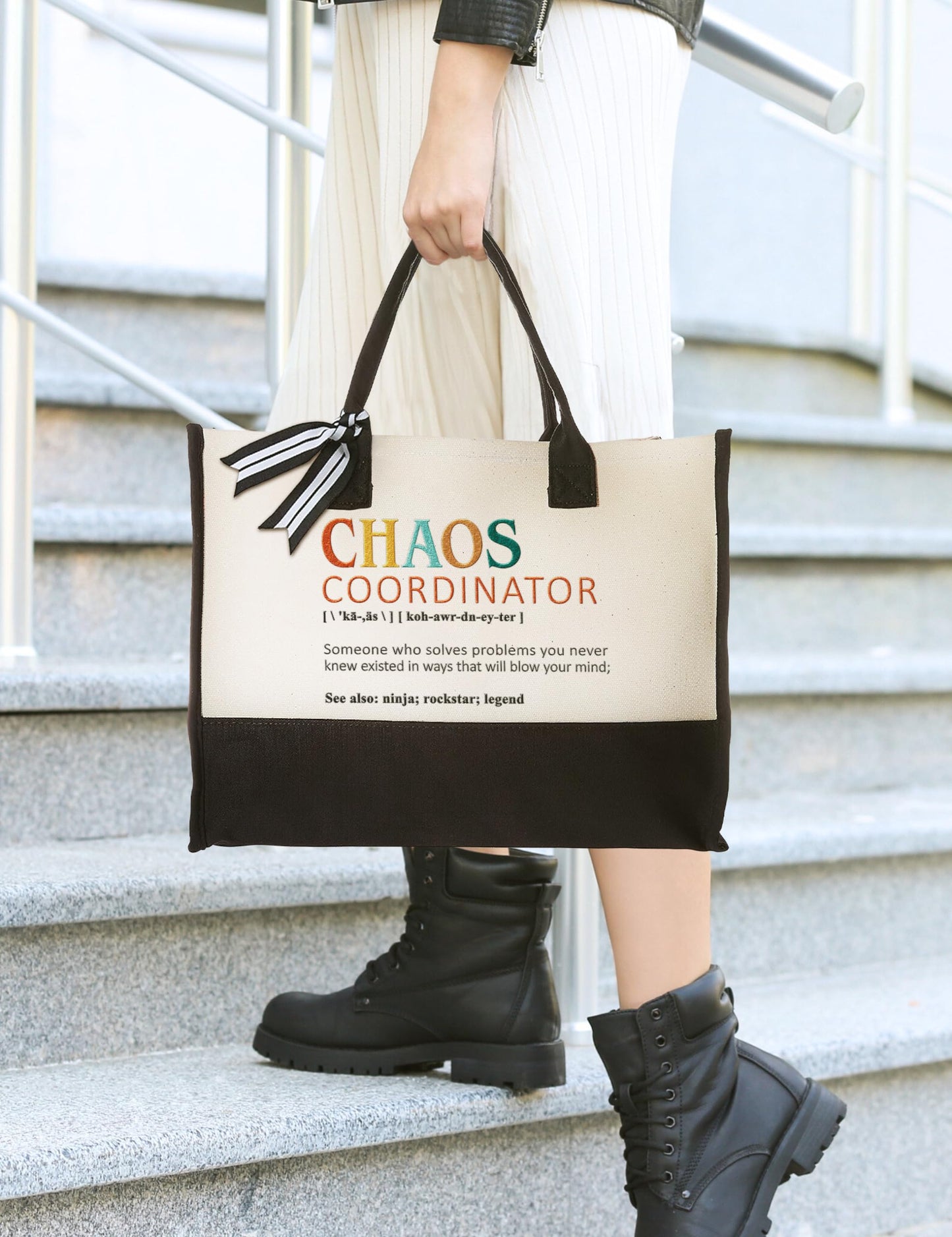 Embroidery Thank You Gifts for Women, Boss, Coworker, Manager, Office, Teacher, Nurse - Chaos Coordinator Gifts, Boss Lady Gifts - Boss Day Gifts, Boss Day Gifts for Women, Birthday Gifts - Tote Bag
