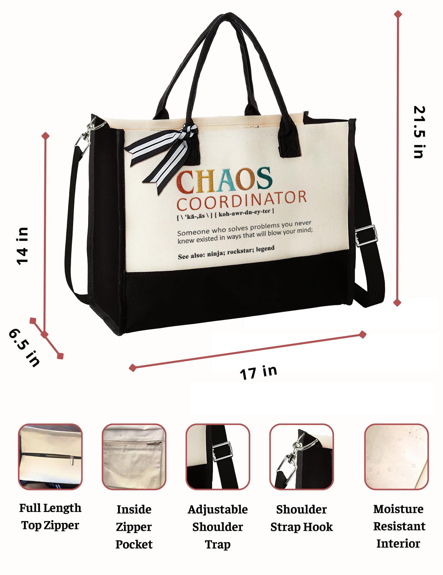 Embroidery Thank You Gifts for Women, Boss, Coworker, Manager, Office, Teacher, Nurse - Chaos Coordinator Gifts, Boss Lady Gifts - Boss Day Gifts, Boss Day Gifts for Women, Birthday Gifts - Tote Bag