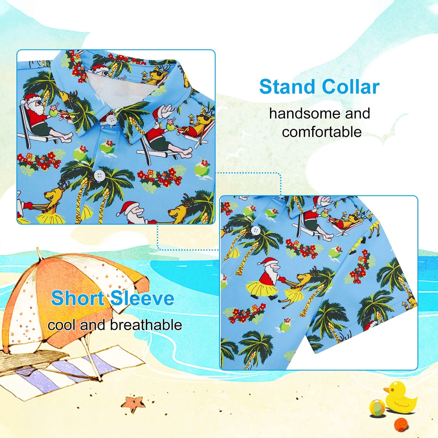5t 6t Boys Girls Christmas Shirt Funny Santa Claus Dress Shirts Hawaiian Button Down Blouse Vacation Style Top for Ugly Clothing Xmas Party