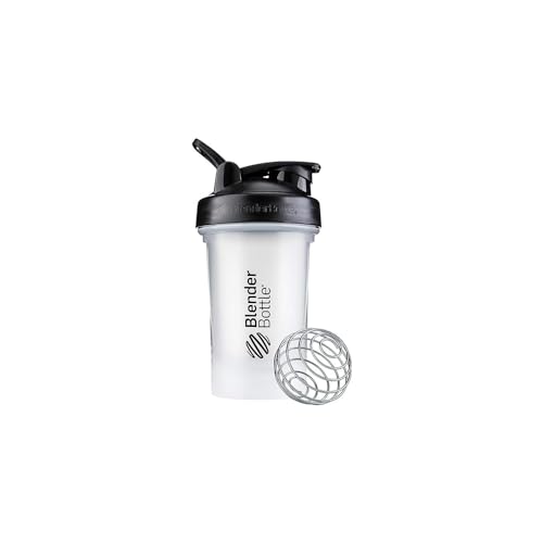 BlenderBottle Classic V2 Shaker Bottle Perfect for Protein Shakes and Pre Workout, 20-Ounce, Clear/Black