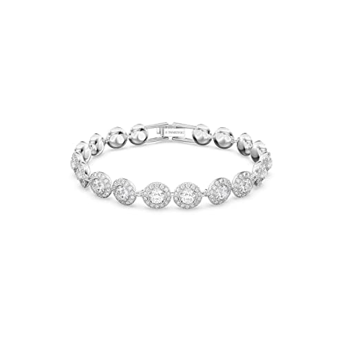 Swarovski Una Angelic Tennis Bracelet, Clear circle-cut Swarovski Crystals with Matching Crystal Pavé on a Rhodium Tone Finish Setting, Part of the Swarovski Una Angelic Collection