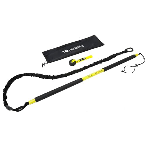 TRX Training RIP Trainer Basic Kit, Weighted Workout Bar and Resistance Band Set, Home Resistance Training Kit for Core-Strength Training, 20 Lbs.