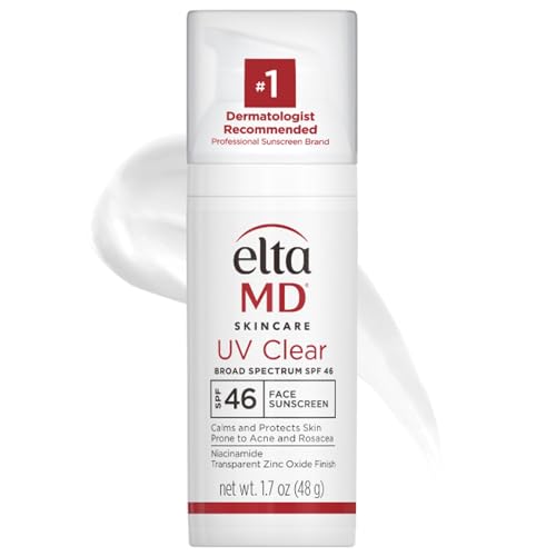 EltaMD UV Clear Face Sunscreen, Oil Free Sunscreen with Zinc Oxide, Dermatologist Recommended Sunscreen, 1.7 oz Pump