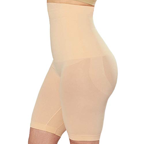 SHAPERMINT High Waisted Body Shaper Shorts - Shapewear for Women Tummy Control Small to Plus-Size Nude Large/Medium