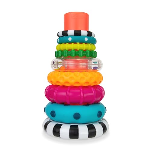 Sassy Stacks of Circles Stacking Ring STEM Learning Toy, Age 6+ Months, Multi, 9 Piece Set