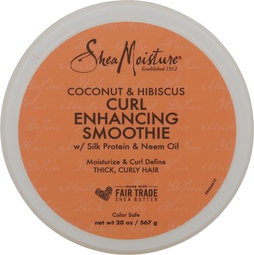 SheaMoisture Curl Enhancing Smoothie Hair Cream for Thick, Curly Hair Coconut and Hibiscus Sulfate Free and Paraben Free Curl Cream 20 oz