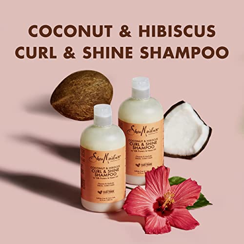 SheaMoisture Coconut & Hibiscus Curl TRIO: Includes Curl & Shine Shampoo, Curl & Shine CONDITIONER, Curl Enhancing Smoothie with a box