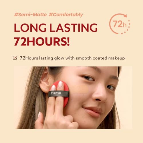 [*Mini Size*] TIRTIR Mask Fit Red Cushion Foundation | Long-Lasting, Lightweight, Buildable Coverage, Semi-Matte Finish, Korean Cushion Foundation (21N Ivory, 0.15 Fl Oz)