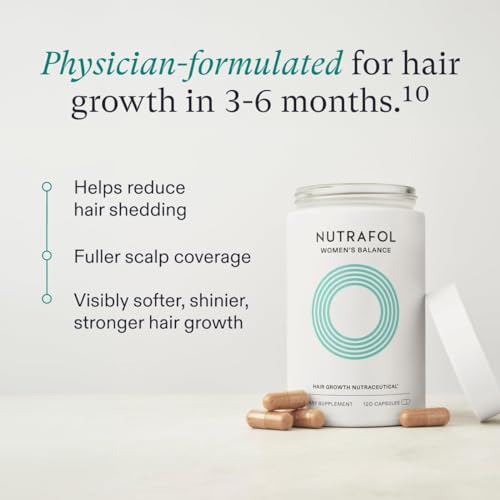 Nutrafol Women's Balance Hair Growth Supplements, Ages 45 and Up, Clinically Proven for Visibly Thicker Hair and Scalp Coverage, Dermatologist Recommended - 1 Month Supply