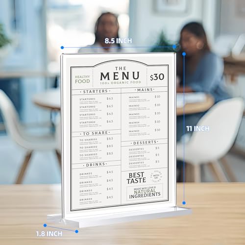 DECOHOBO 10 Pack Acrylic Sign Holder 8.5 x 11, Double-Sided Clear Sign Holder Plastic Stands for Display, T Shape Acrylic Table Sign Stands for Office Store Restaurants Wedding Party Decoration