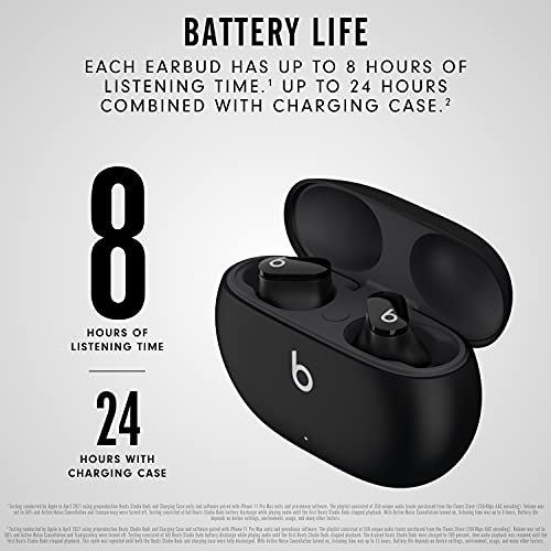 beats Studio Buds - True Wireless Noise Cancelling Earbuds - Compatible with Apple & Android, Built-in Microphone, IPX4 Rating, Sweat Resistant Earphones, Class 1 Bluetooth Headphones - Black