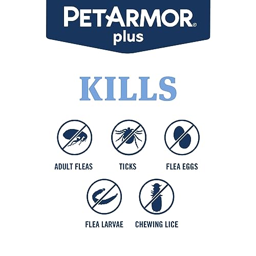 PetArmor Plus Flea and Tick Prevention for Dogs, Dog Flea and Tick Treatment, 3 Doses, Waterproof Topical, Fast Acting, Small Dogs (5-22 lbs)