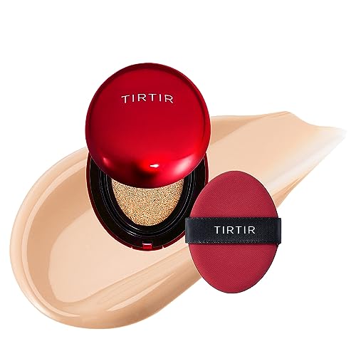 [*Mini Size*] TIRTIR Mask Fit Red Cushion Foundation | Long-Lasting, Lightweight, Buildable Coverage, Semi-Matte Finish, Korean Cushion Foundation (21N Ivory, 0.15 Fl Oz)