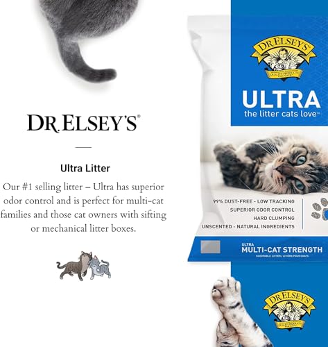 Dr. Elsey’s Premium Clumping Cat Litter - Ultra - 99.9% Dust-Free, Low Tracking, Hard Clumping, Superior Odor Control, Unscented & Natural Ingredients