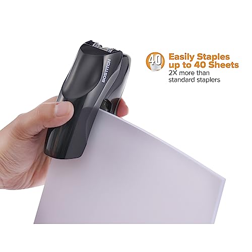 Bostitch Office Heavy Duty Stapler, 40 Sheet Capacity, No Jam, Half Strip, Fits into the Palm of Your Hand, For Classroom, Office or Desk, Black