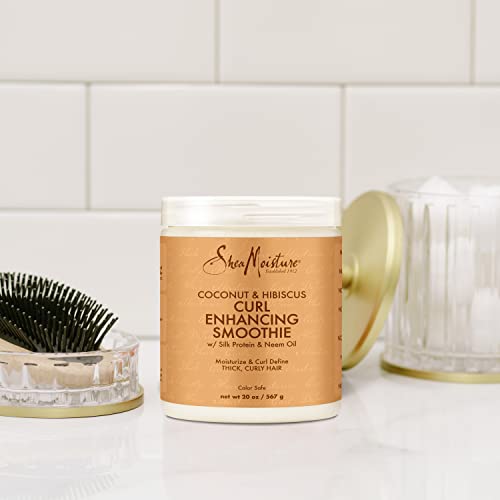 SheaMoisture Curl Enhancing Smoothie Hair Cream for Thick, Curly Hair Coconut and Hibiscus Sulfate Free and Paraben Free Curl Cream 20 oz