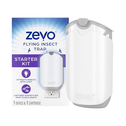 Zevo Flying Insect Trap, Fly Trap Captures Houseflies, Fruit Flies, and Gnats (1 Plug-in Base + 1 Cartridge)