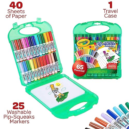 Crayola Pip Squeaks Marker Set (65ct), Mini Washable Markers for Kids, Kids Art Supplies for School, Kids Travel Activity, 4+