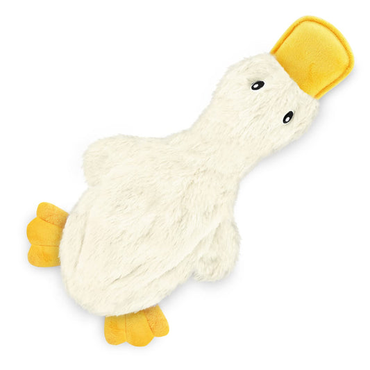 Best Pet Supplies Crinkle Dog Toy for Small, Medium, and Large Breeds, Cute No Stuffing Duck with Soft Squeaker, Fun for Indoor Puppies and Senior Pups, Plush No Mess Chew and Play - White