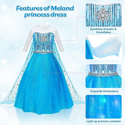 Meland Princess Dresses for Girls - Princess Costume for Girls Pretend Play, Dress Up Clothes for Girls Age 3-8 Year Old (5-6 Years)