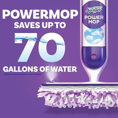 Swiffer PowerMop Multi-Surface Mop Kit for Floor Cleaning, Fresh Scent, Mopping Kit includes PowerMop, 2 Mopping Pad Refills, 1 Floor Cleaning Solution with Fresh Scent and 2 batteries