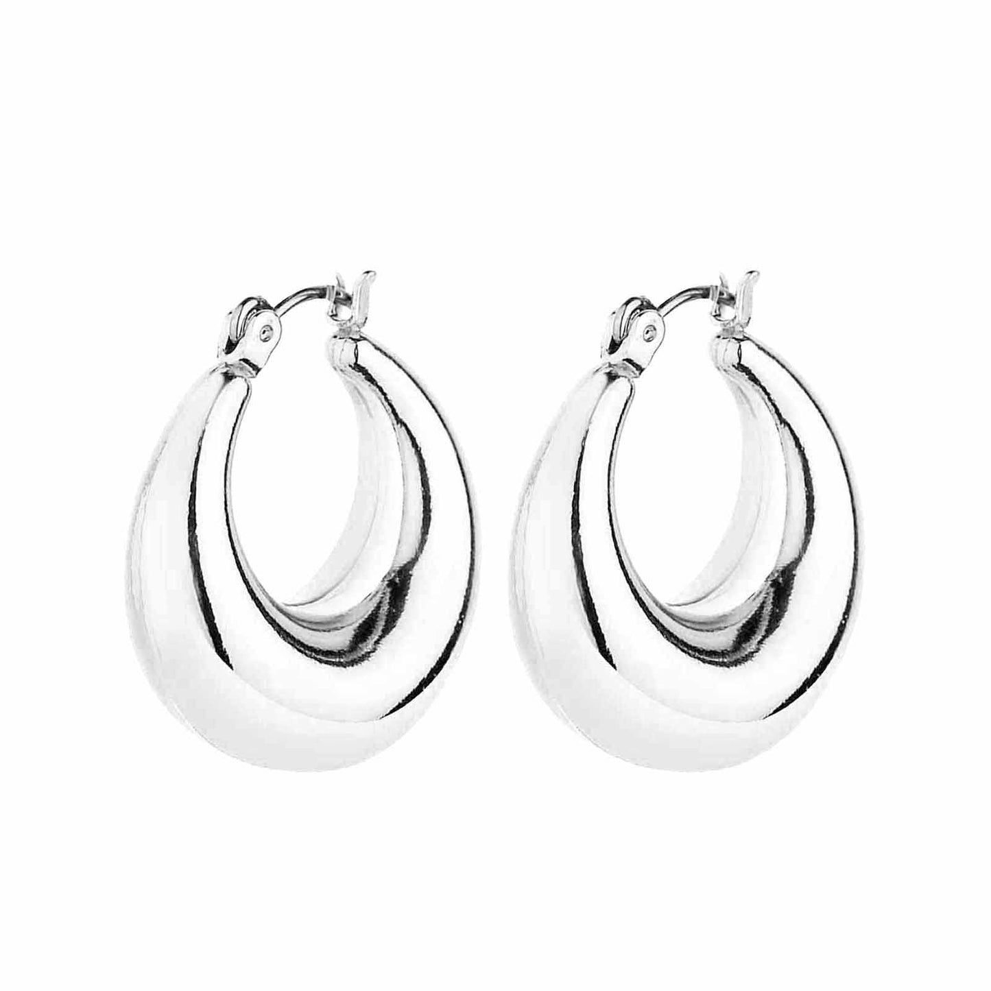 6 Pairs 14K Gold Hoop Earrings for Women Lightweight Chunky Hoop Earrings Multipack Hypoallergenic, Thick Open Twisted Huggie Hoops Earring Set Jewelry for Gifts. (Silver)