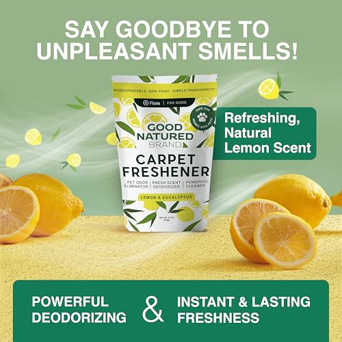 Good Natured Brand | Carpet Freshener & Deodorizer Powder | Pet Odor Eliminator for Strong Odor & Pet Urine | Fresh Natural Lemon & Eucalyptus Scent | Biodegradable, Safe for Homes with Pets - 31oz