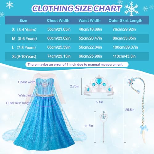 Meland Princess Dresses for Girls - Princess Costume for Girls Pretend Play, Dress Up Clothes for Girls Age 3-8 Year Old (5-6 Years)