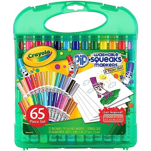 Crayola Pip Squeaks Marker Set (65ct), Mini Washable Markers for Kids, Kids Art Supplies for School, Kids Travel Activity, 4+